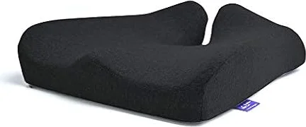 Cushion Lab Patented Pressure Relief Seat Cushion for Long Sitting Hours on Office & Home Chair - Extra-Dense Memory Foam for Soft Support. Car Pad for Hip, Tailbone, Coccyx, Sciatica - Black