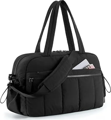 BAGSMART Duffle Bag for Travel, Gym Bag for Women with Wet Pocket, Carry on Weekender Bags for Women, Water Resistant Travel Bag Duffel Bag, Black