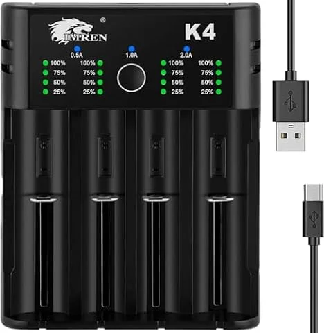 IMREN 18650 Battery Charger,21700 Battery Charger for 3.7V 14500 10400 18500 18350 18650 18700 20700 21700 22650 26650 Li-ion Battery,1.2V Ni-MH/Ni-Cd Battery,4 Bay 18650 USB C Charger