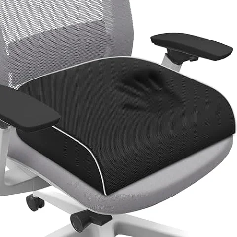 SweetSlubr Memory Foam Seat Cushion, Office Chair Cushion, 3-Inch, Large