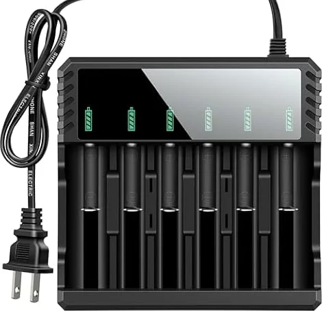 18650 Battery Charger, Smart Universal Charger Fast Charger for Rechargeable Batteries Li-ion IMR 10440 14500 16340 18500 18650 26650 3.7V