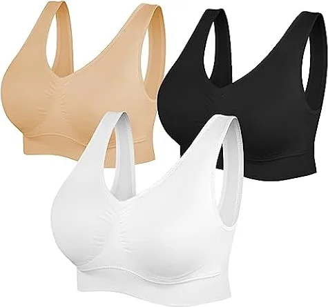 SIMIYA Womens Sports Bras, Yoga Comfort Seamless Stretchy Sports Bra for Women 3 Pack