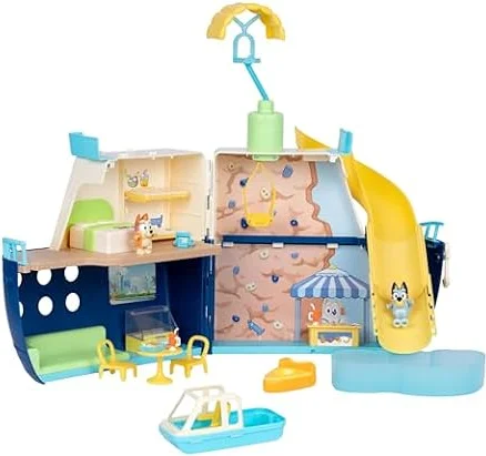 BLUEY Cruise Ship Playset with Slide, 15+ Accessories, 2 Figures