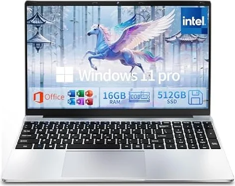 2026 Laptop Computer, 15.6 Inch Wins 11 Pro Laptops with Office 365, 16GB RAM 512GB SSD, Traditional Portable Lap top with Core M3 Processor and Built-in Cooling System for Business & Students