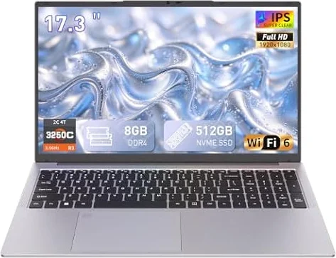 Auusda 2026 Traditional Laptop 17.3" for Ryzen 3 3250C, Students & Work