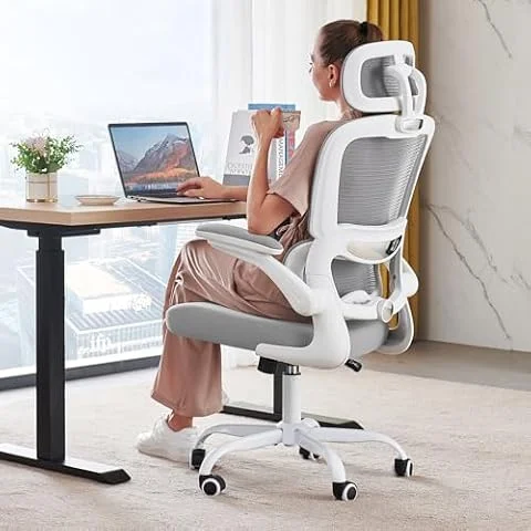 TRALT Office Chair Ergonomic Desk Chair with Lumbar Support White, 1