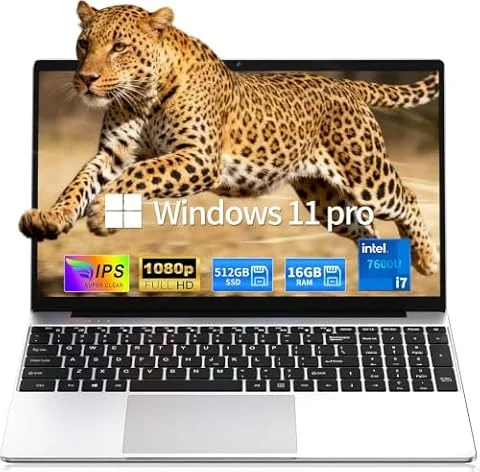 SAGAWHALE 2026 15.6" Traditional Laptop Computer, Core i7 7600U 3.9GHz, 16GB RAM 512GB SSD, FHD IPS Display, Win 11 Pro with Office 365, Type-C Charging, Backlit Keyboard, 3.5lbs