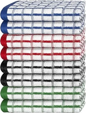 Premium Dish Towels for Kitchen, 8 Pack, 16x26 - Thick 410 GSM, Multicolor