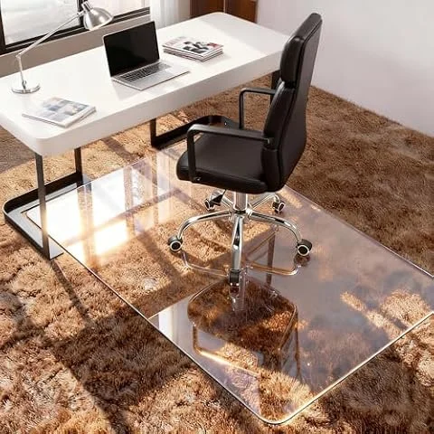 Azadx Tempered Glass Chair Mat for Carpet 32" x 48" Heavy Duty Chair Mat